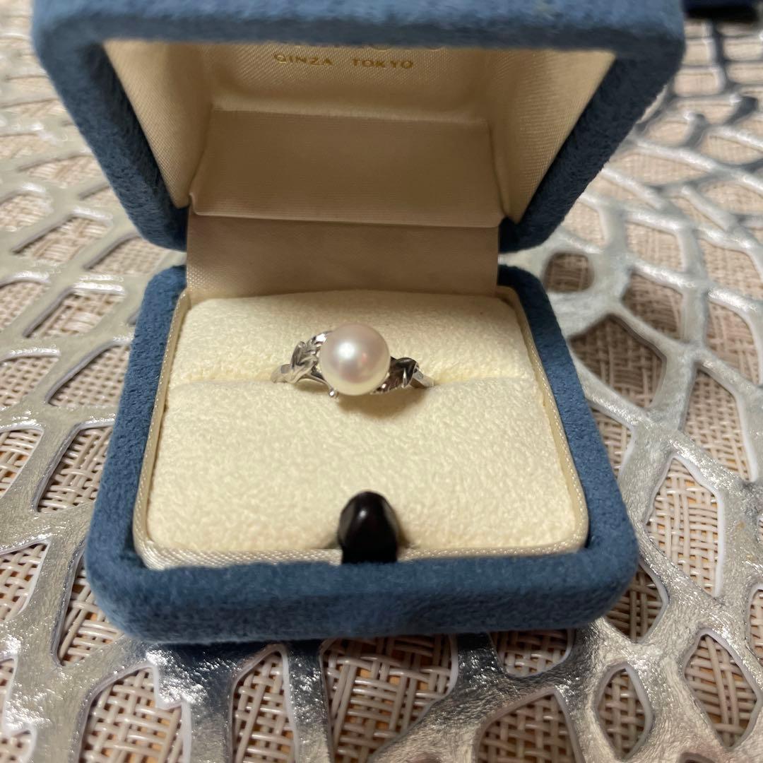 店舗にてクリーニング済　パール　リング　9号
