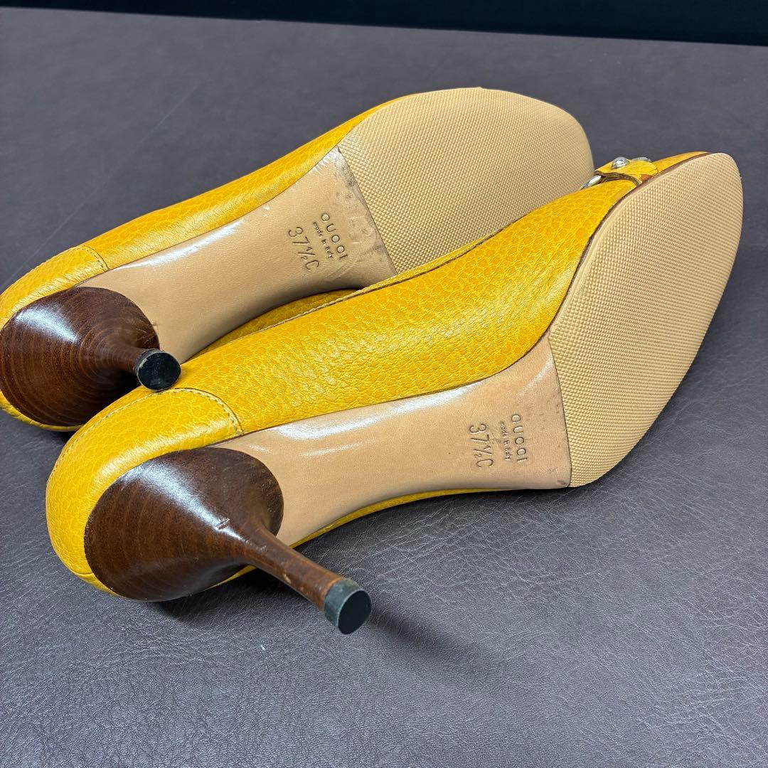 GUCCI／グッチ イエロー レザー パンプス バンブー
