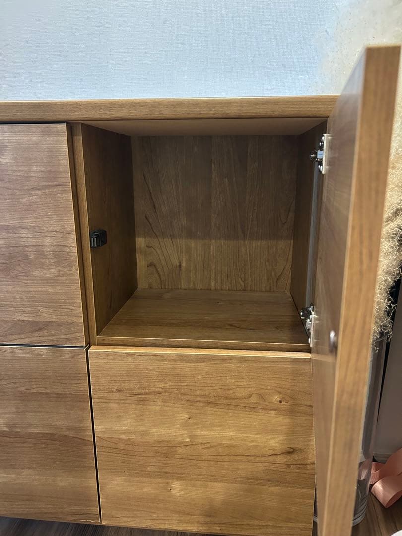 【日本製】キャビネット 幅110cm 木製 扉付き 本棚 収納棚　組立済み