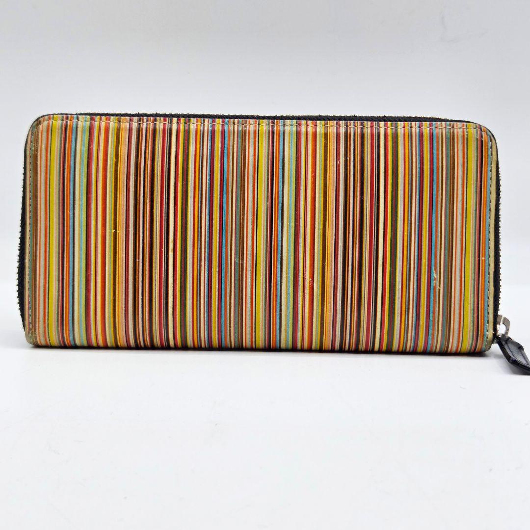 Paul Smith 長財布 マルチストライプ ラウンドファスナー 多収納