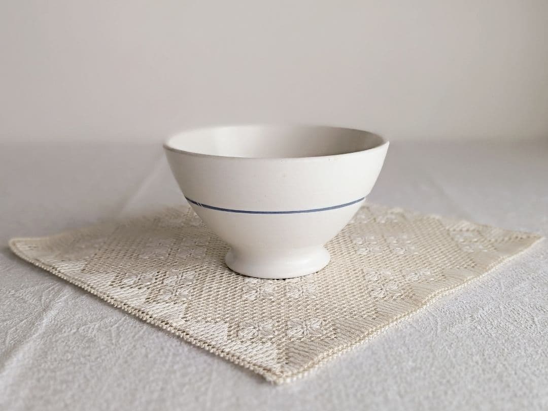 * vintage bowl ❀ ブルーステンシル 小鳥さん カフェオレ ボウル