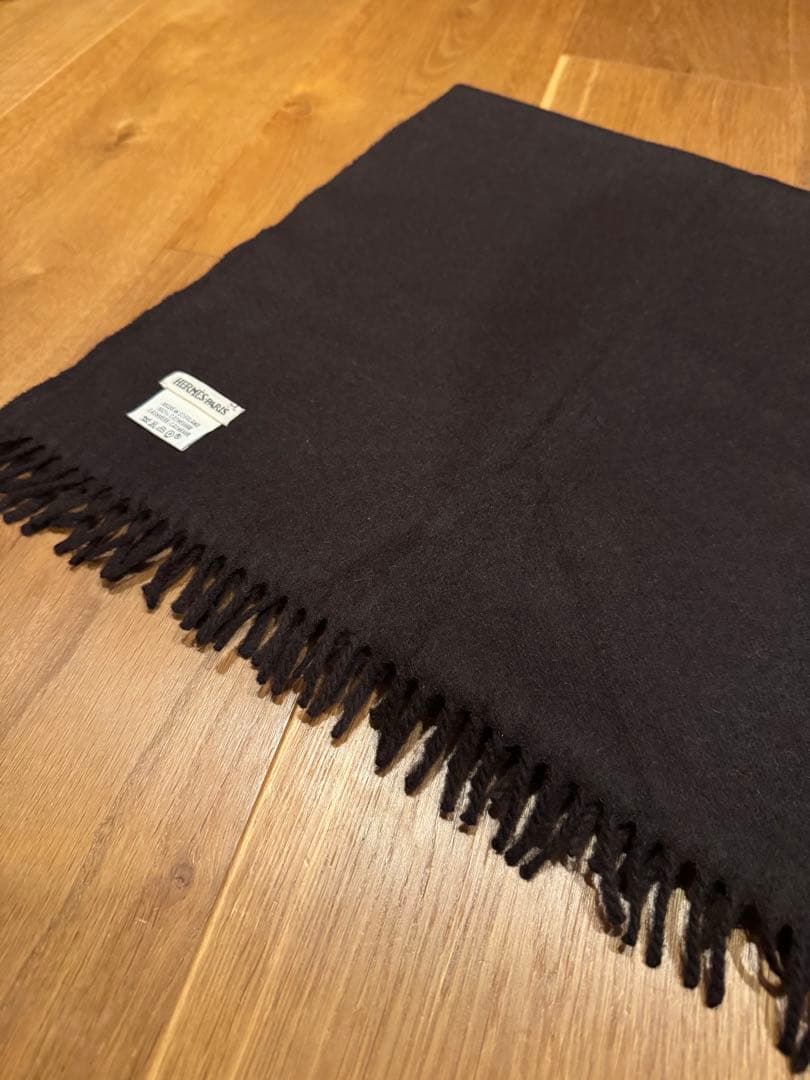 HERMES カシミヤ100% マフラー ダークブラウン