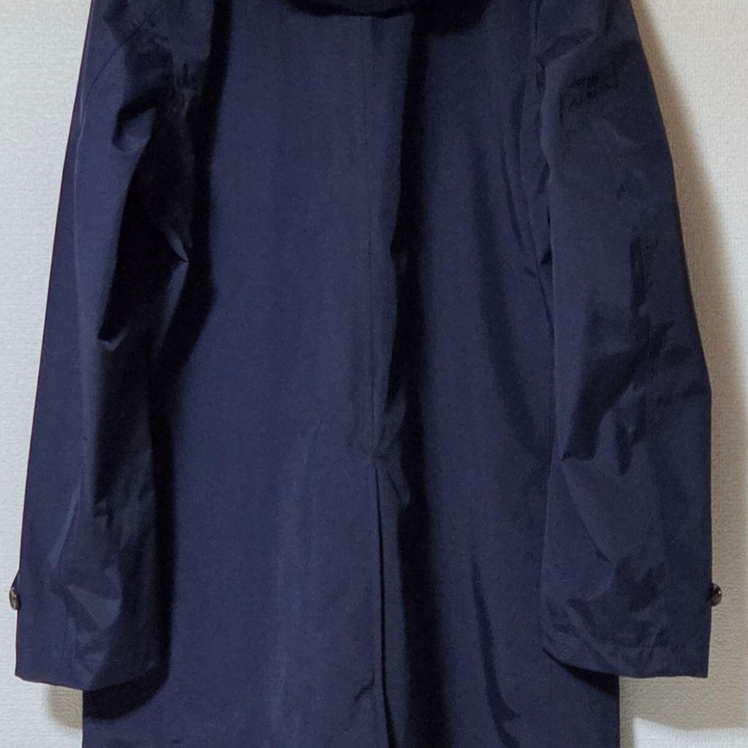 【美品】ミズノ 防風 撥水ナイロン 軽量素材 フード ステンカラーコート 紺 M