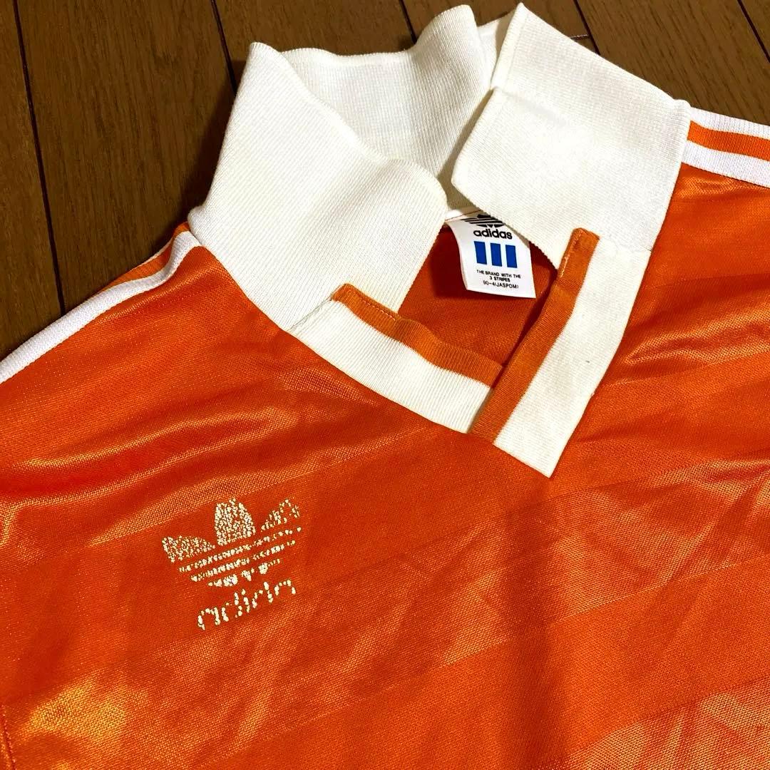 adidas デサント　80〜90s 長袖 オレンジ　ヴィンテージ　トレフォイル