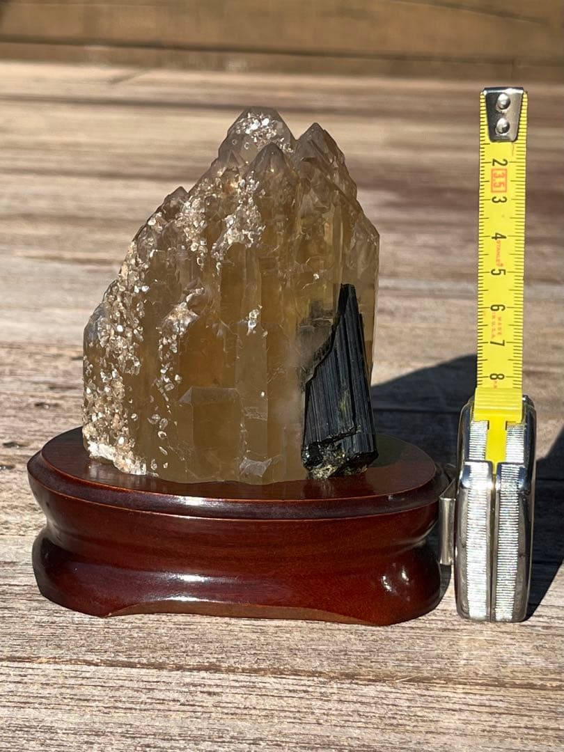 カテドラル シトリン×グリーン トルマリン 原石 天然石 台座付