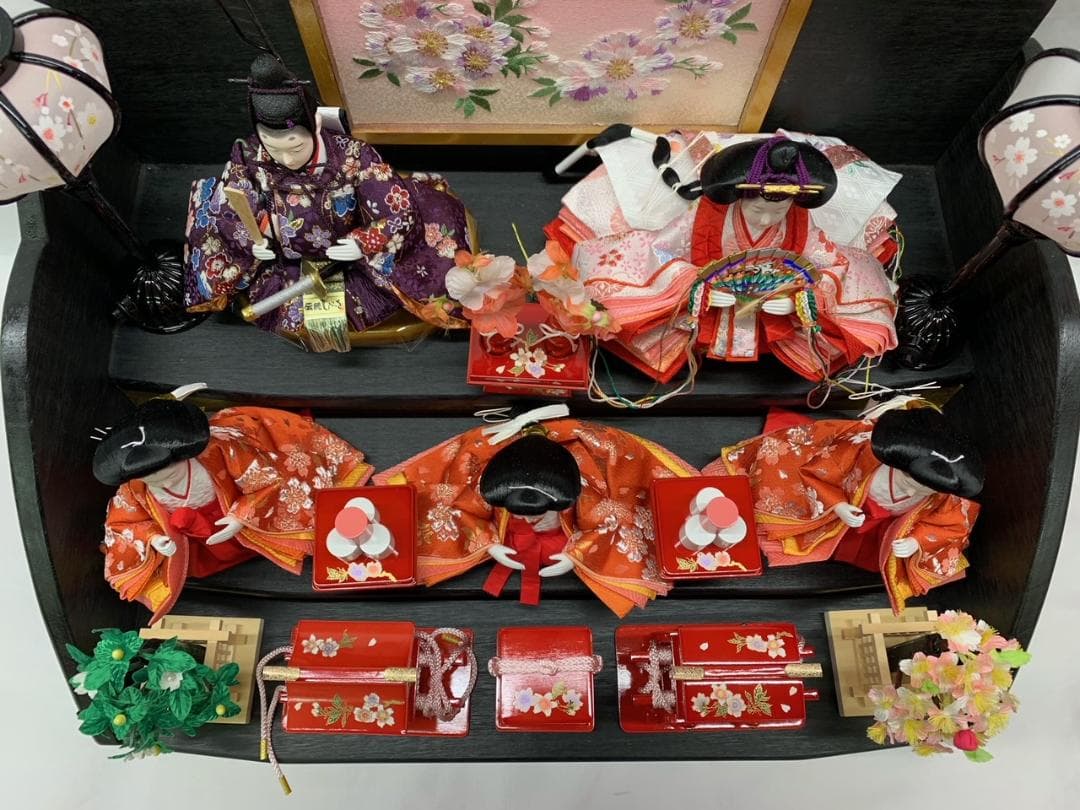 雛人形 桐台 三段飾り 豆親王 五人飾り ひな人形 初節句 プレゼント 三人官女