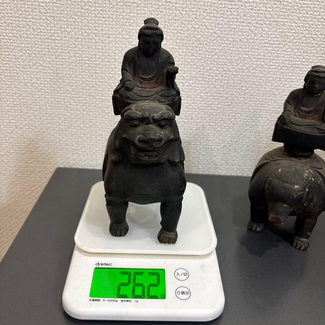 木彫　普賢菩薩　文殊菩薩　江戸時代