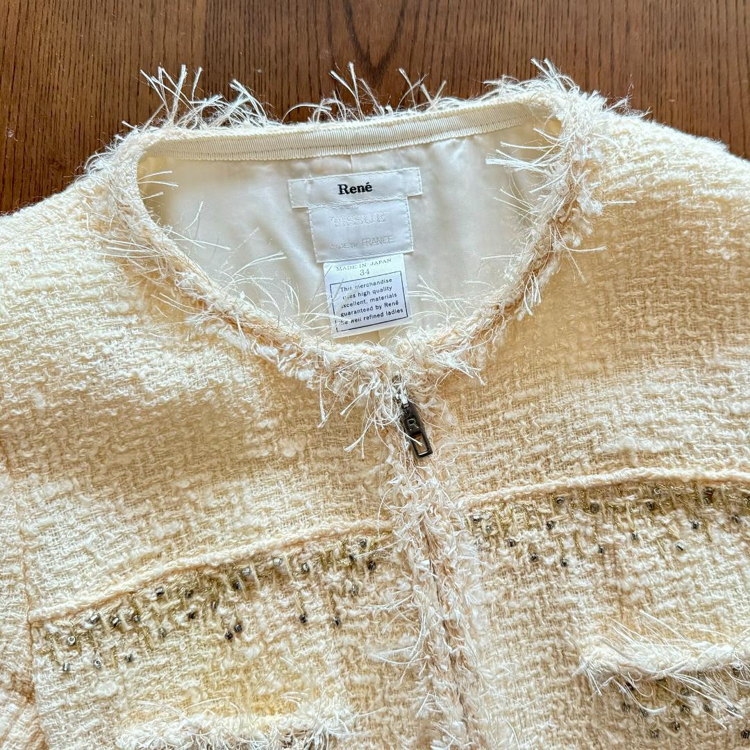 ルネRene　TISSUE　フランス製生地　ツィードワンピース　コート可能