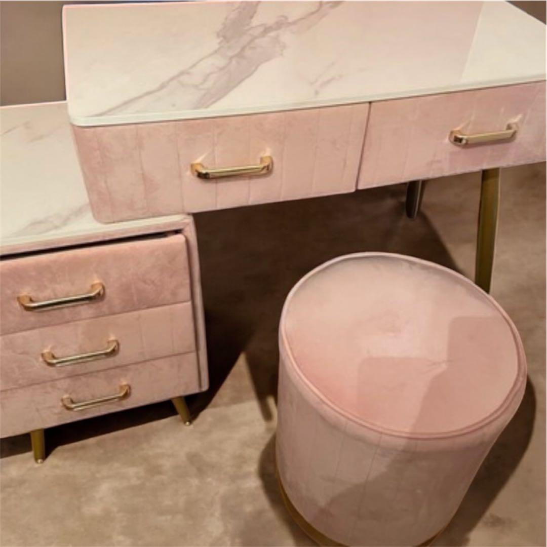 大理石風ドレッサー 欧風 ベロア コンパクト ドレッサー