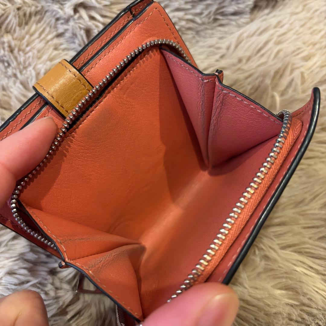 LOEWE 三つ折り財布 ベージュ レザー トライフォールド