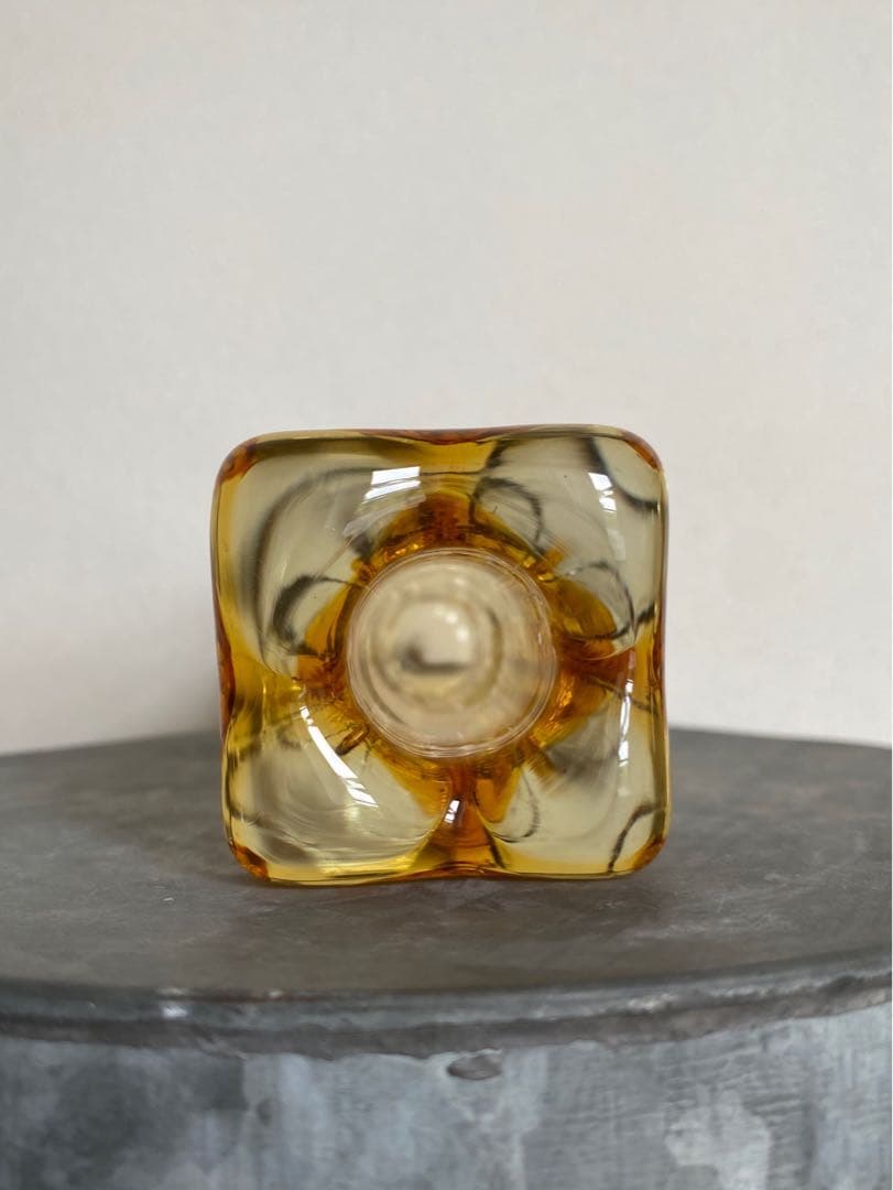 ドイツ アンティーク ビンテージ 琥珀 小瓶 花瓶 フラワーベース 四角 美品