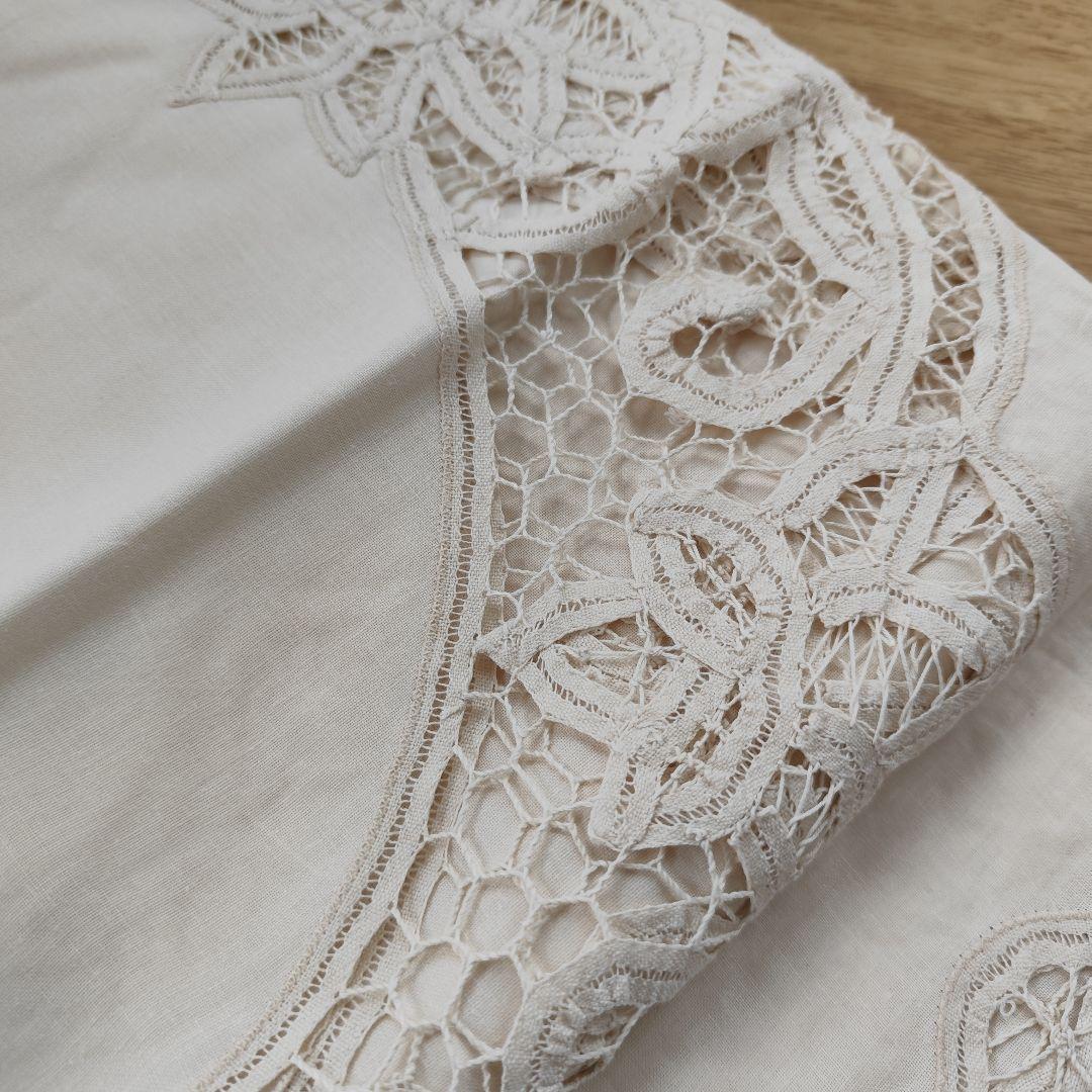 ヴィンテージ生成り　バテンレース　カーテン　2枚組