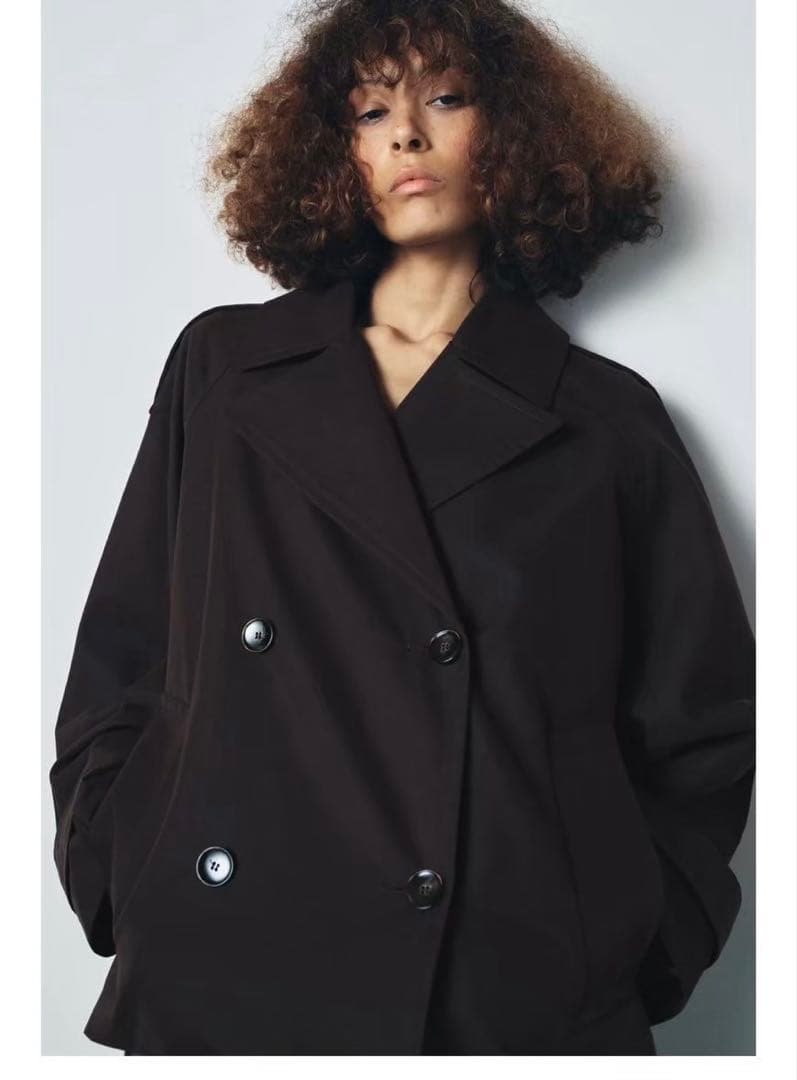 ZARA ZWコレクションショート丈トレンチコート　ブラウンM