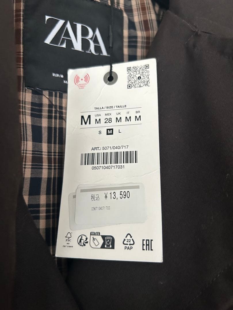 ZARA ZWコレクションショート丈トレンチコート　ブラウンM
