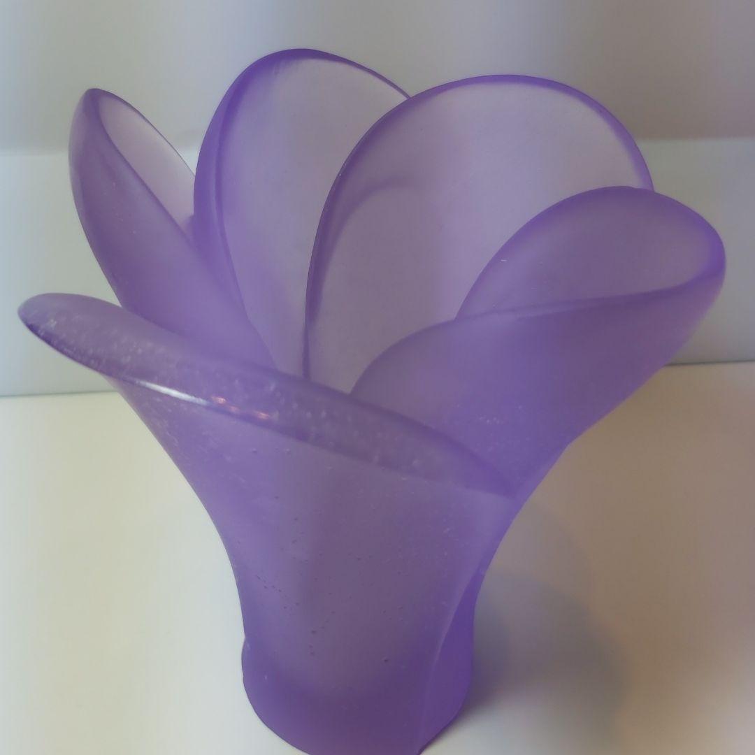 ドーム フランス クリスタル 花瓶 花器 新品 アネモネ パープル 希少 素敵