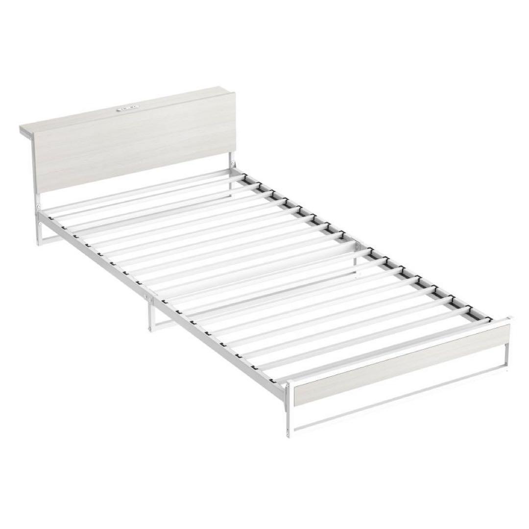 2口コンセント宮棚付き ローベッド ベッドフレーム シングルベッド