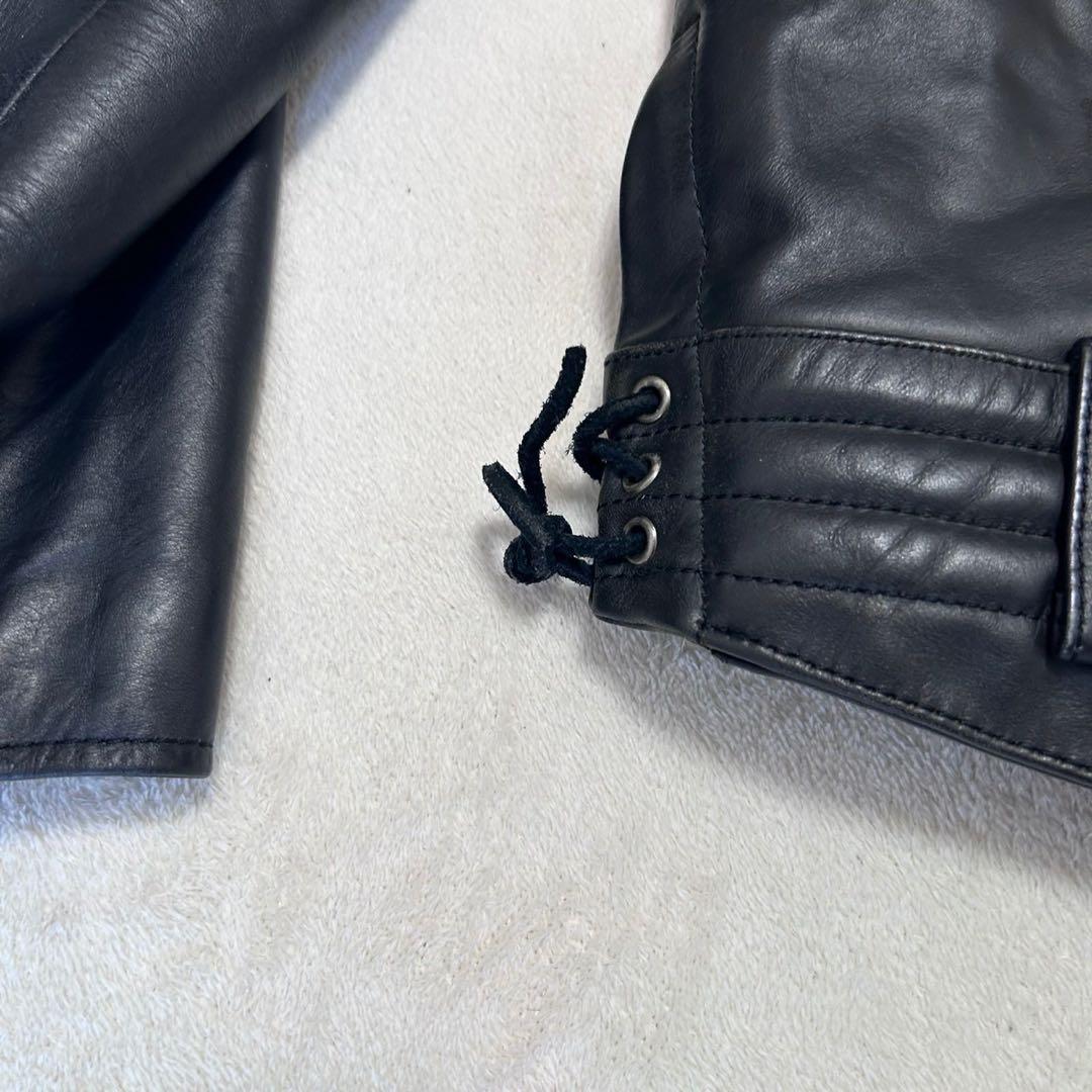 リューグーレザー Lサイズ シングルライダース 本革 牛革 丈短 黒