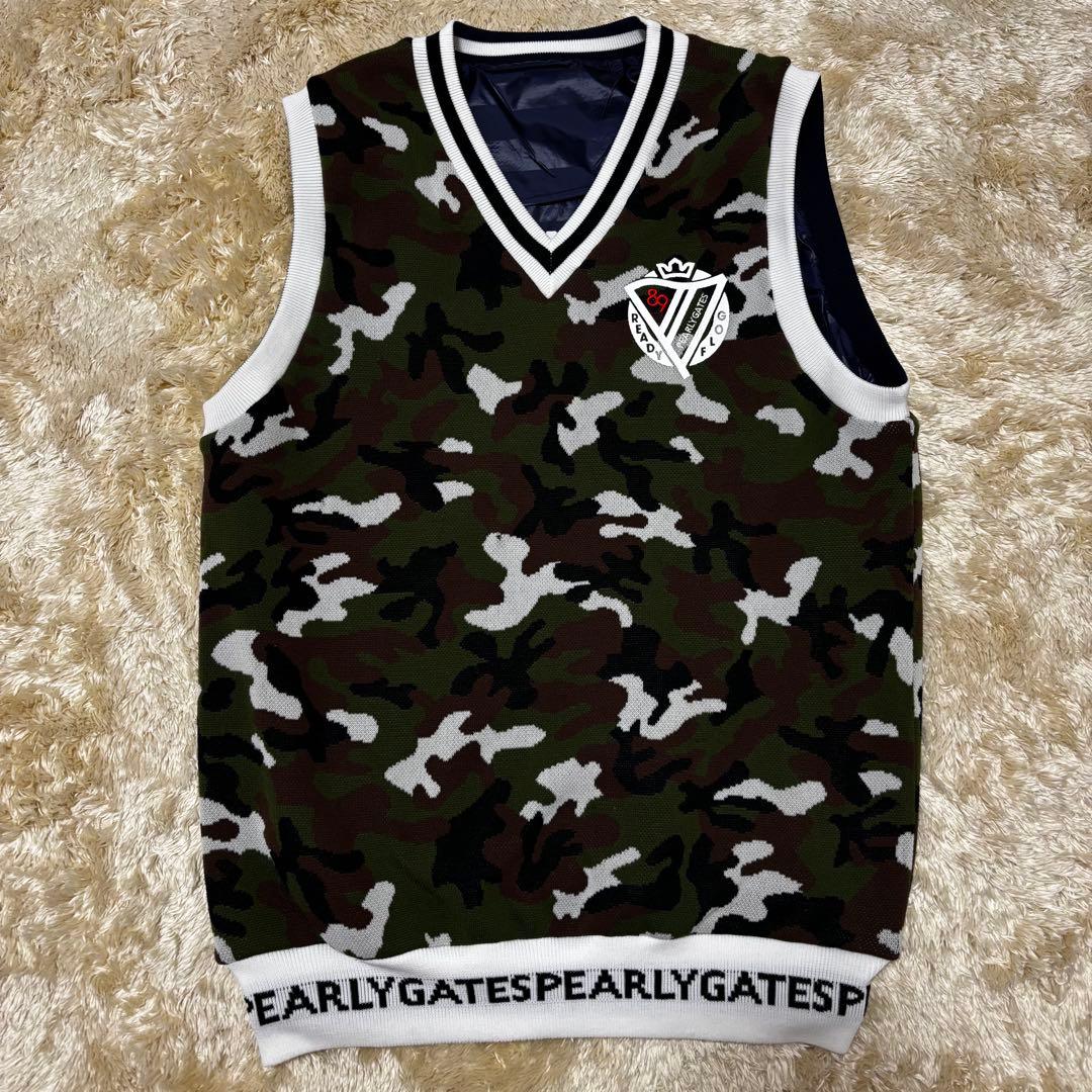 【リバーシブル】PEARLY GATES Vネックリバーシブルベスト 6 迷彩柄