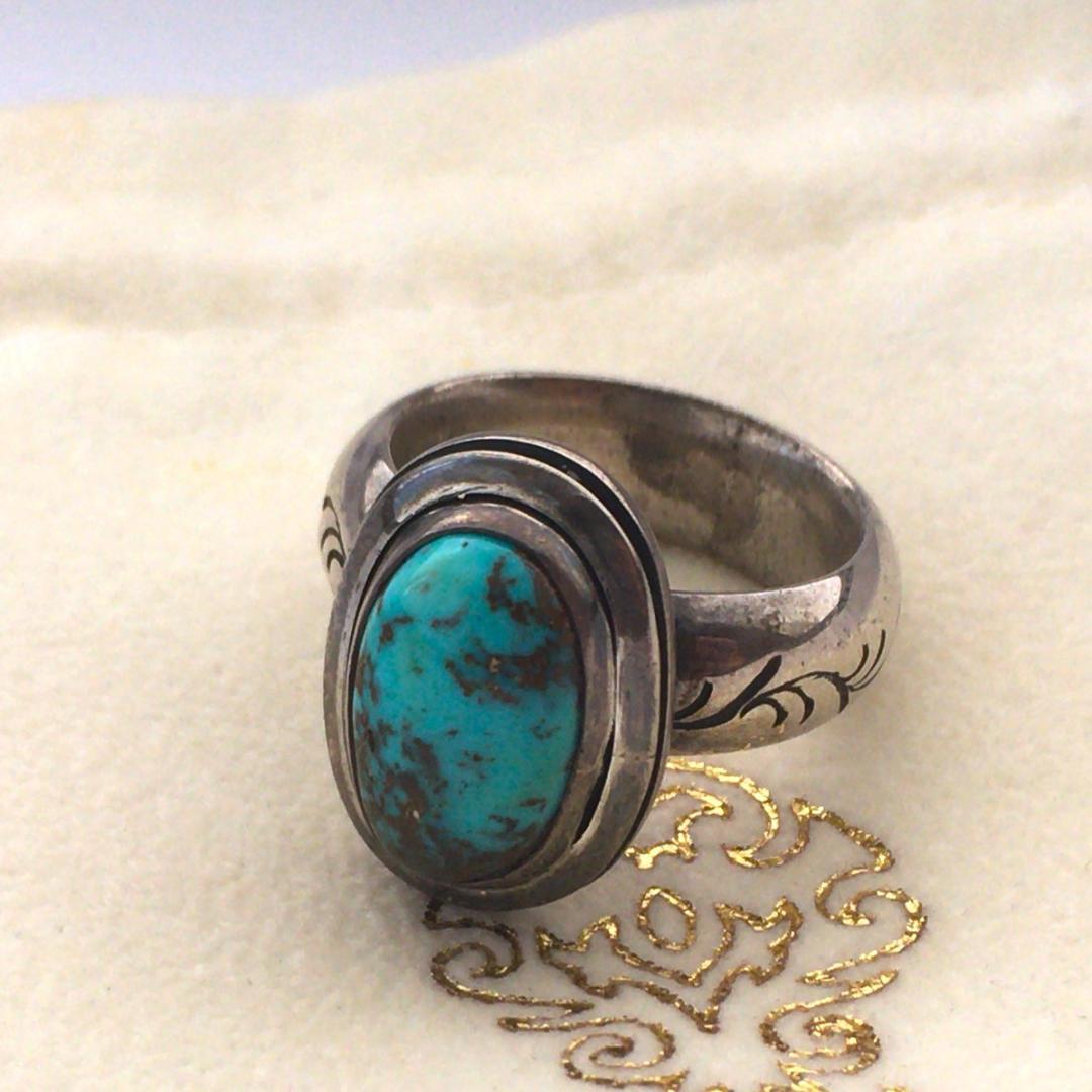 ターコイズ シルバーリング 17号 シルバーアクセサリー 指輪