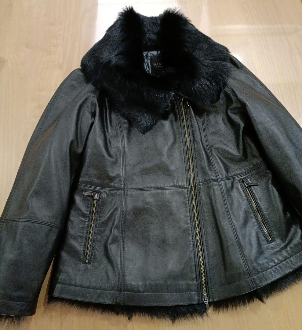 新品ダーマコレクション　ラムレザー　羊 ダブルライダースジャケット ファー