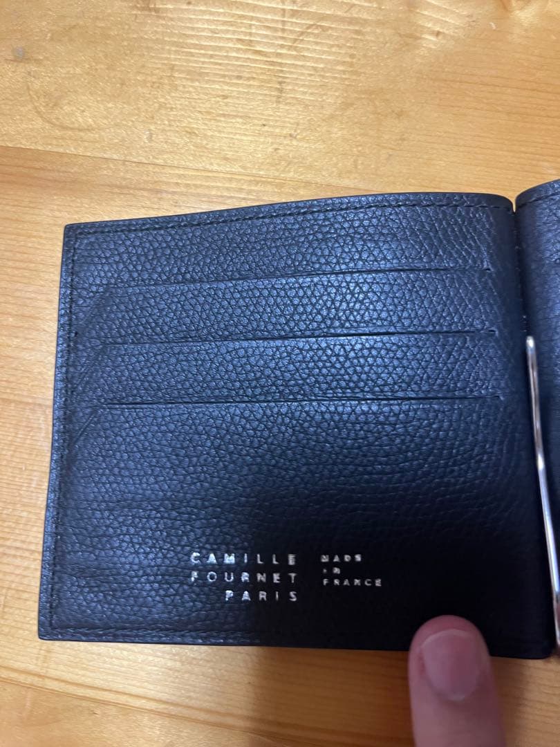 カミーユフォルネ　クロコダイル　マネークリップ　ブラック　ワニ革