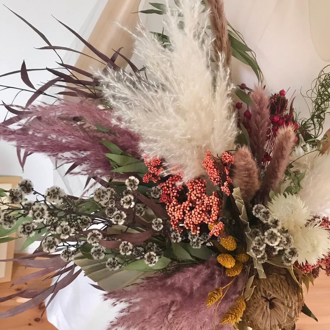 約60cm・ブリックオレンジのワイルドロングスワッグ　ふっくら LLタイプ