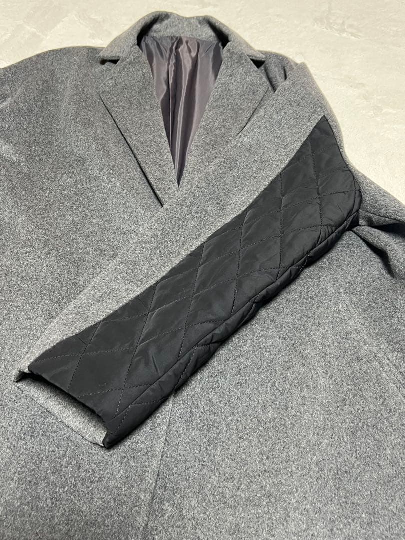 《ANIECA》アニーカ　キルティングロングコート　ゆったりデザイン　ウール混