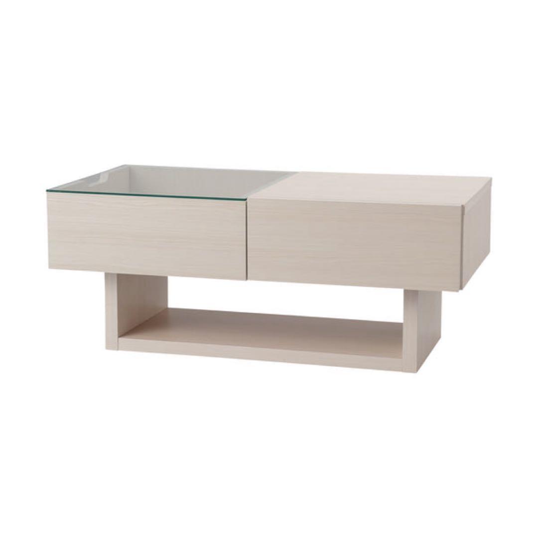 Francfranc パセ ローテーブル 引き出し付き 白 北欧 韓国