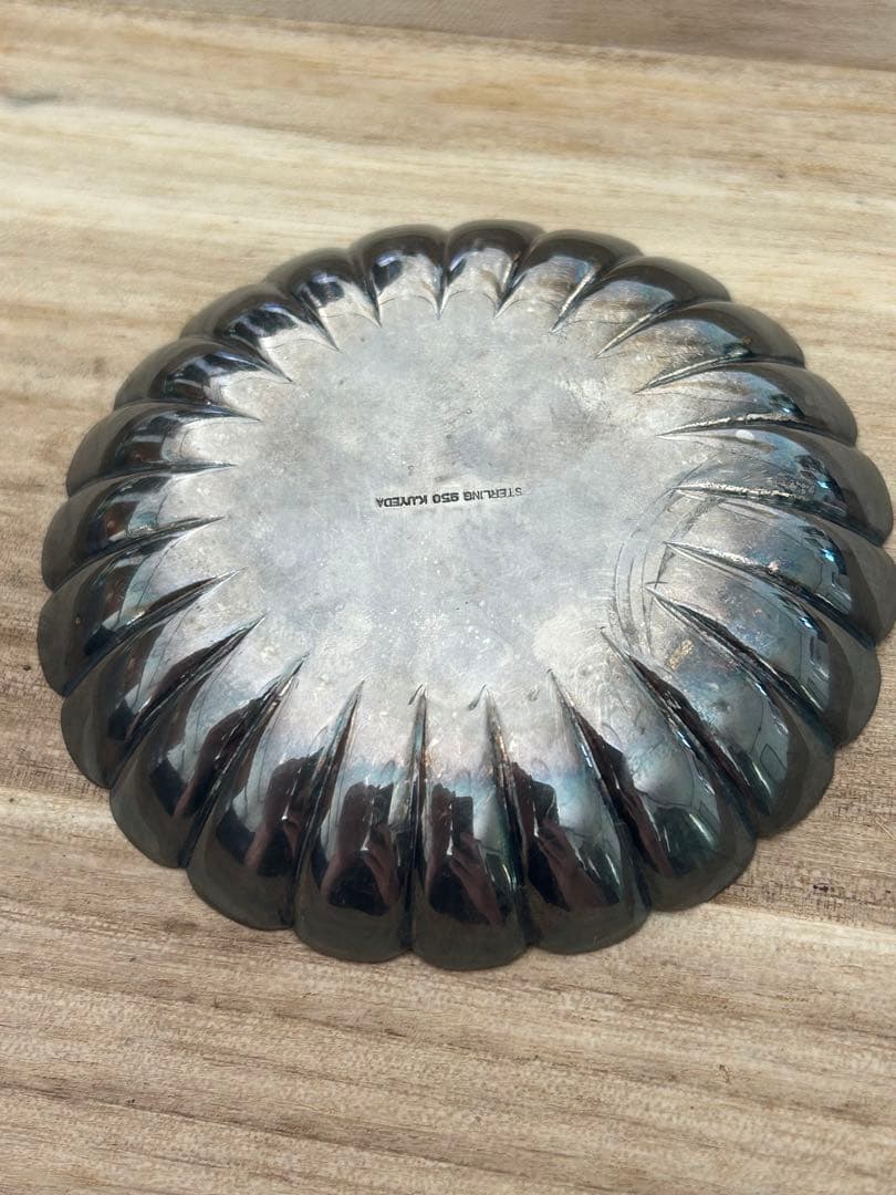 純銀　菊形銀茶器小皿 K.UYEDA銀製950 STERLING37g