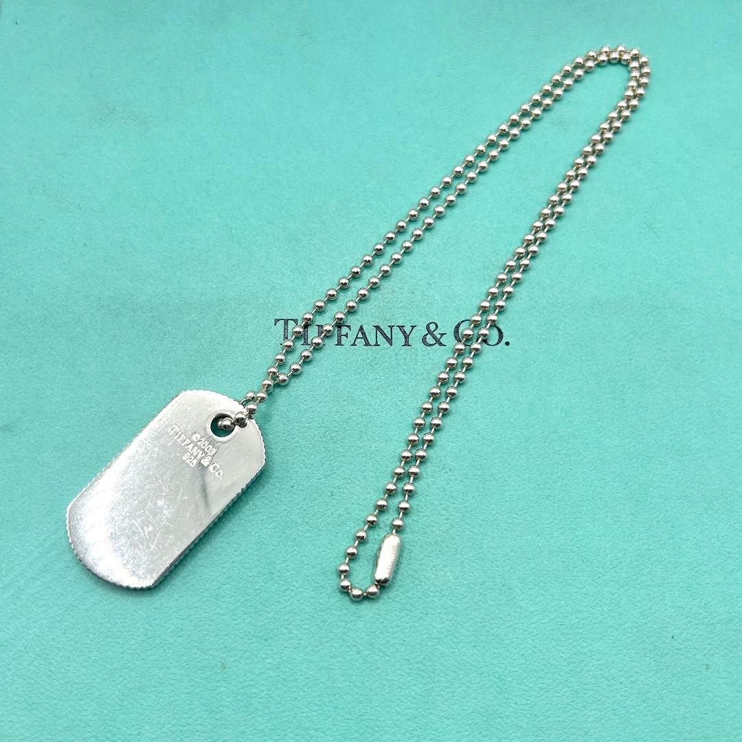 ティファニー　ドッグタグ　エッジ　ネックレス　シルバー　ボールチェーン