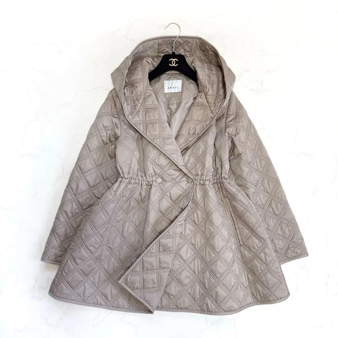 24AW アナイ ANAYI キルティングフードコート 36 ベージュ系