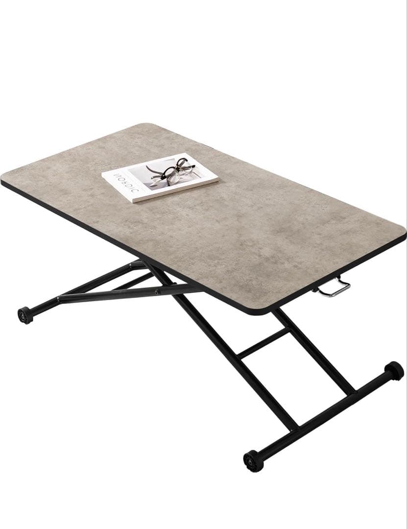 萩原 昇降式テーブル ローテーブル コンクリート調 グレー