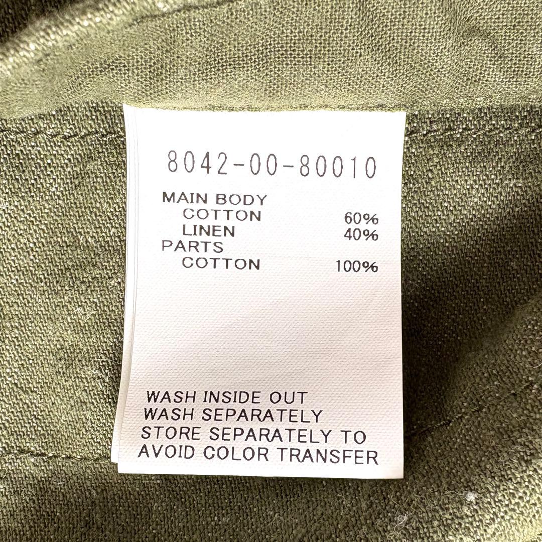 【美品】ナイジェルケーボン ホスピタルジャケット リネン コットン カーキ 46