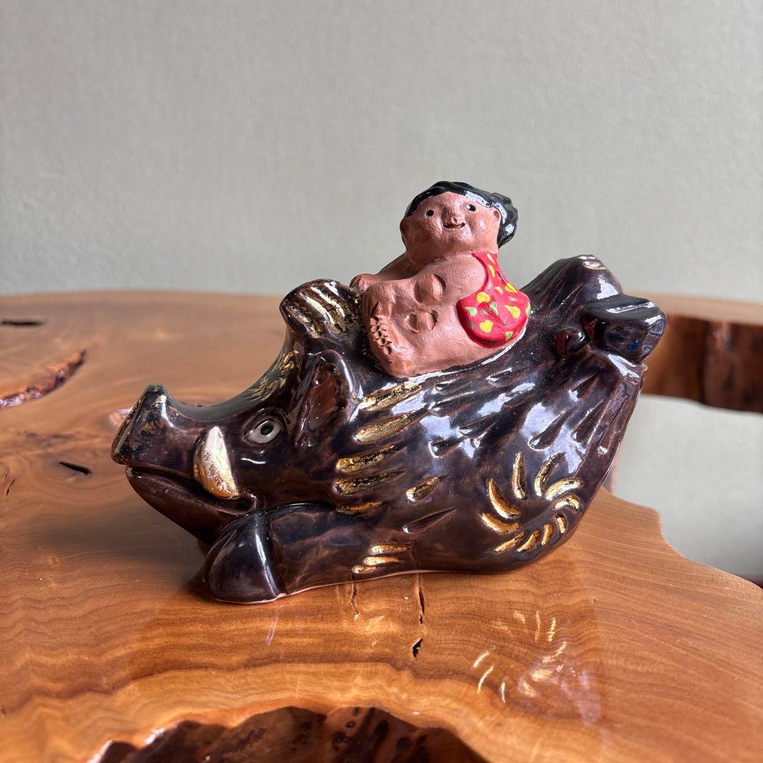 六兵衛窯 干支置物 「童亥遊春」亥年 清水焼 陶芸 たち吉 共箱