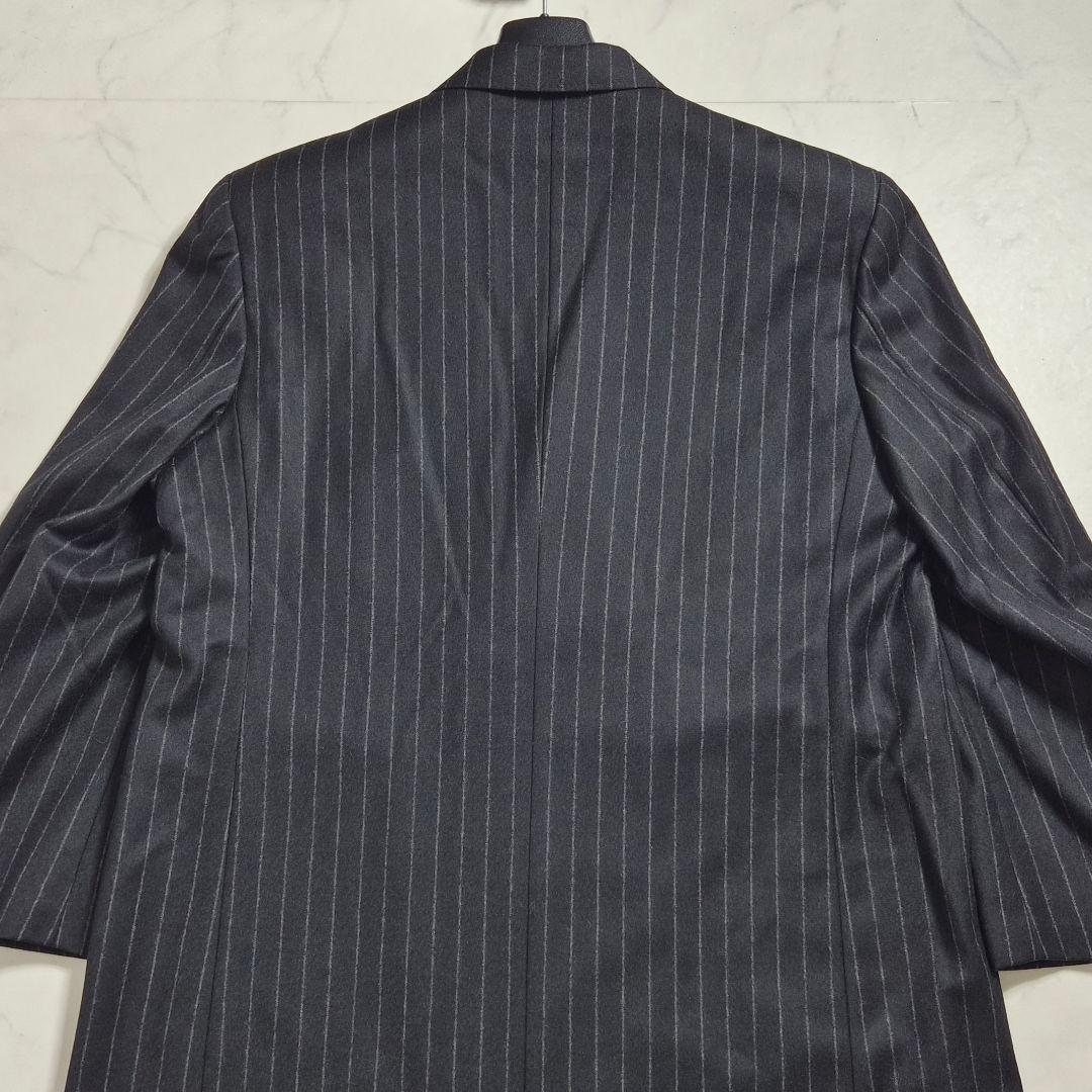 【美品 XL～2XL相当】 ダブルチェスターコート ペイズリー マキシ丈 黒