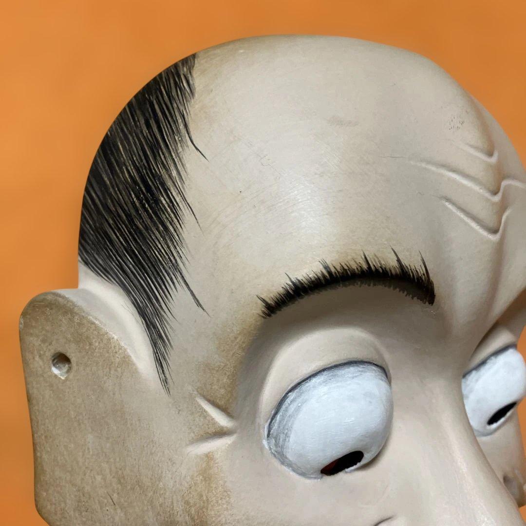 能面　狂言面　空吹　うそぶき　木彫り　手彫り　桐箱