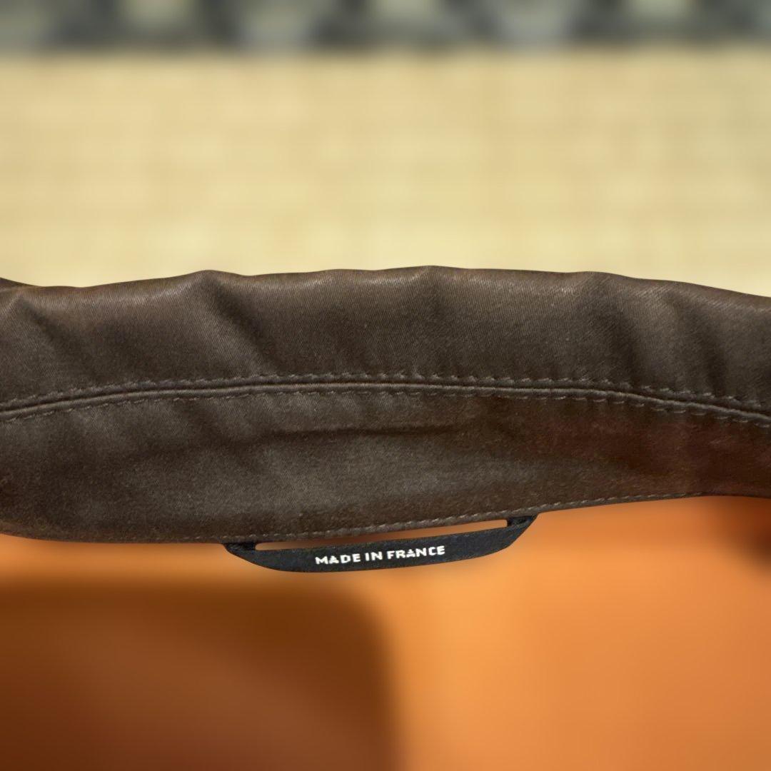 HERMESブラウン ステンカラーコート 内側オレンジ