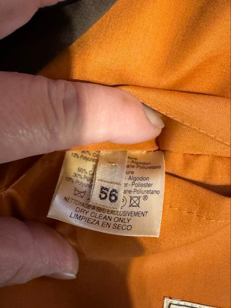 HERMESブラウン ステンカラーコート 内側オレンジ