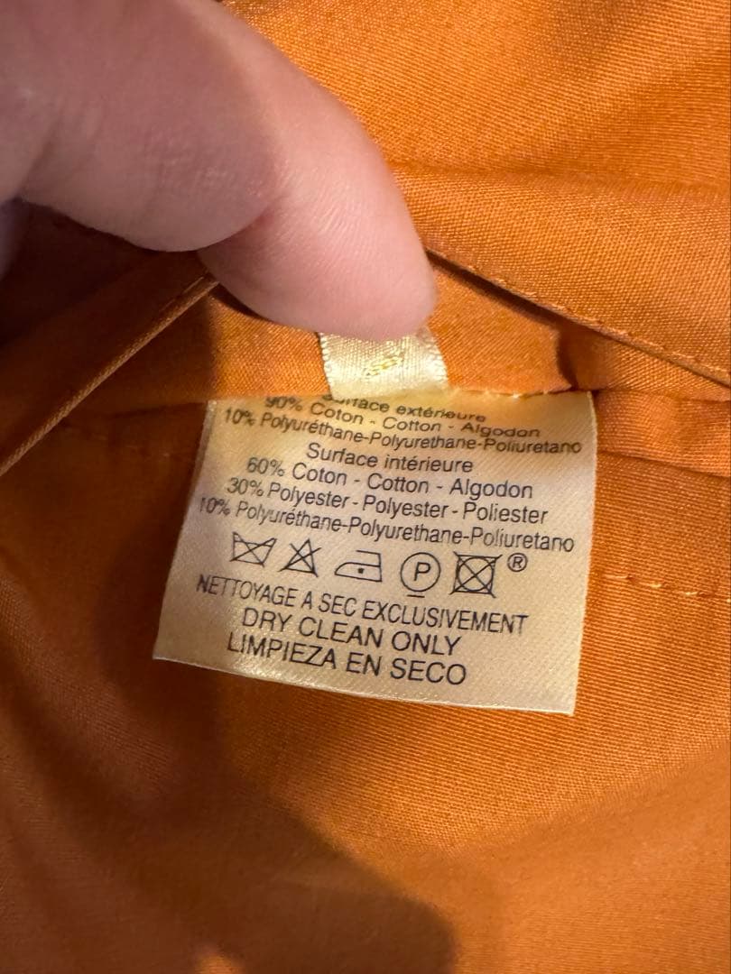 HERMESブラウン ステンカラーコート 内側オレンジ