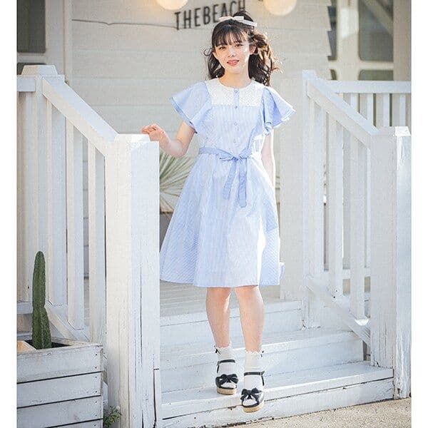 【新品】mezzo piano junior ラッフル袖 ワンピース 160