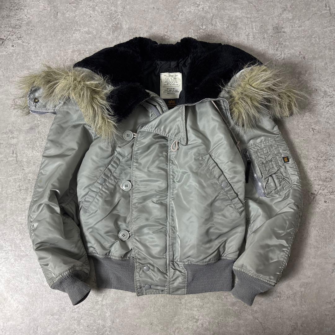 90's USA製■ALPHA INDUSTRIES【S】N-2B シルバー