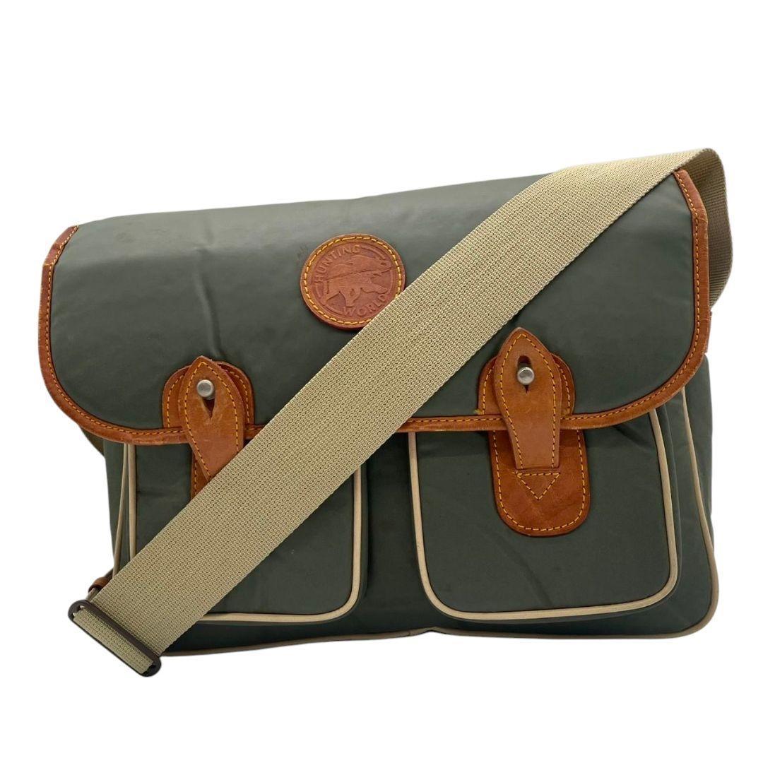 ハンティングワールド　ショルダーバッグ　バチュークロス　ツインポケットs48