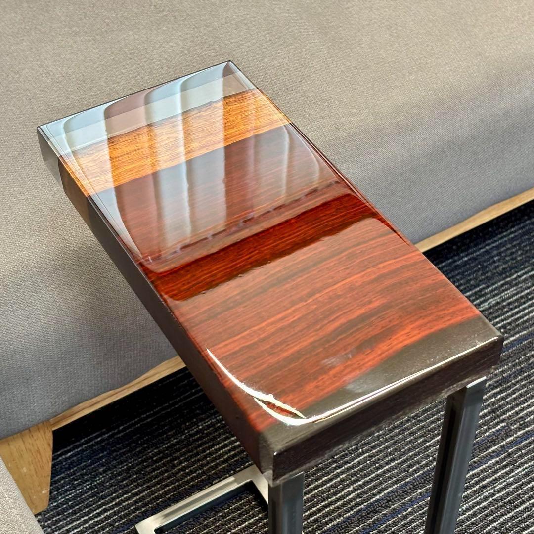 サイドテーブル アイアン 無垢材 木製 一枚板 コの字 北欧風 ベッド モダン