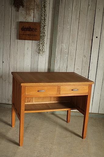 古い木製の机　引き出し2杯　作業台　ワークデスク　テーブル　古家具　アンティーク