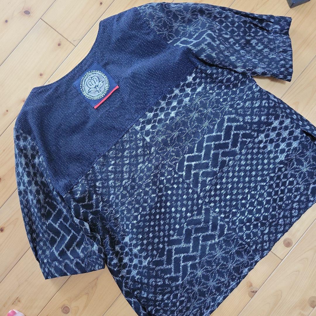 くりんこ絣ブラウスパンツ　反物からお仕立てオリジナルデザイン一点もの