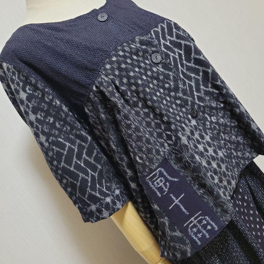 くりんこ絣ブラウスパンツ　反物からお仕立てオリジナルデザイン一点もの