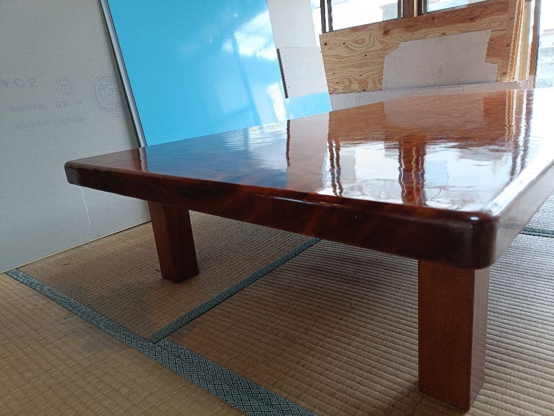 は*4様 高級木製座卓　無垢　一枚物　艶　75kg 天板