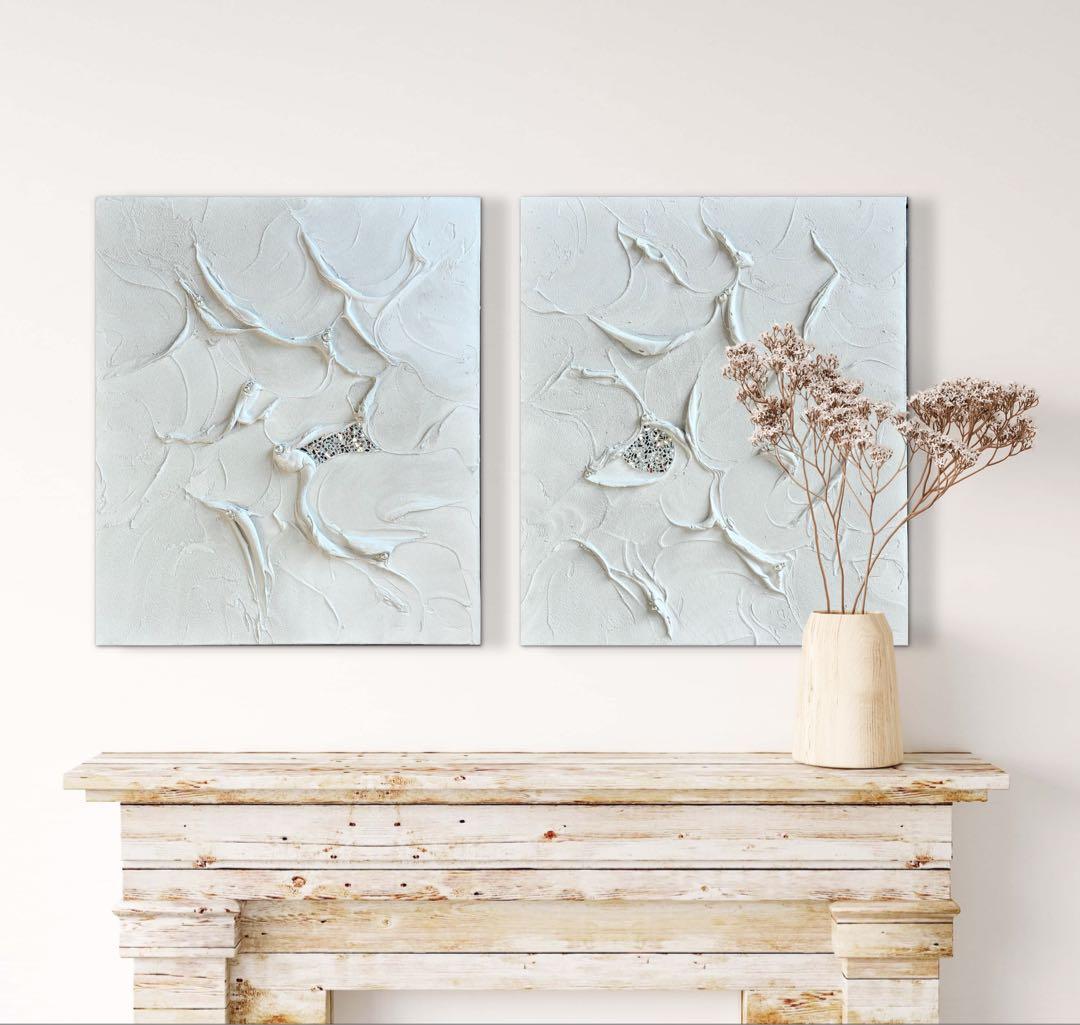 現代アート　2枚セット　テクスチャーアート　モダン　アートパネル　ホテルライク