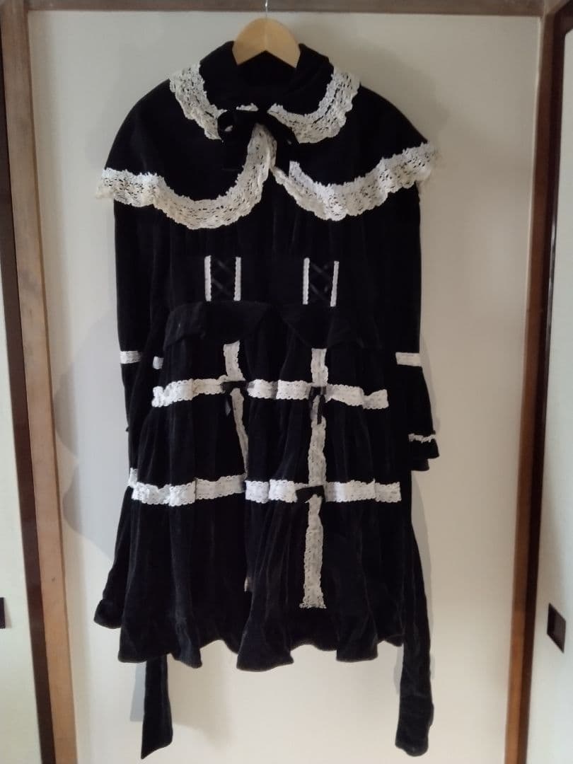 AngelicPretty黒ベルベットケープ付きロリータワンピース