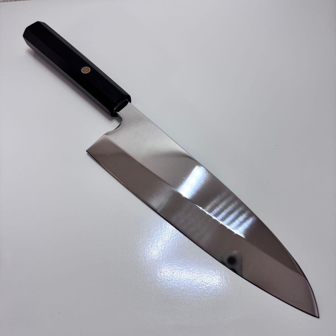 210mm 出刃包丁 鏡面仕上げ 黒檀八角柄 全鋼 和包丁